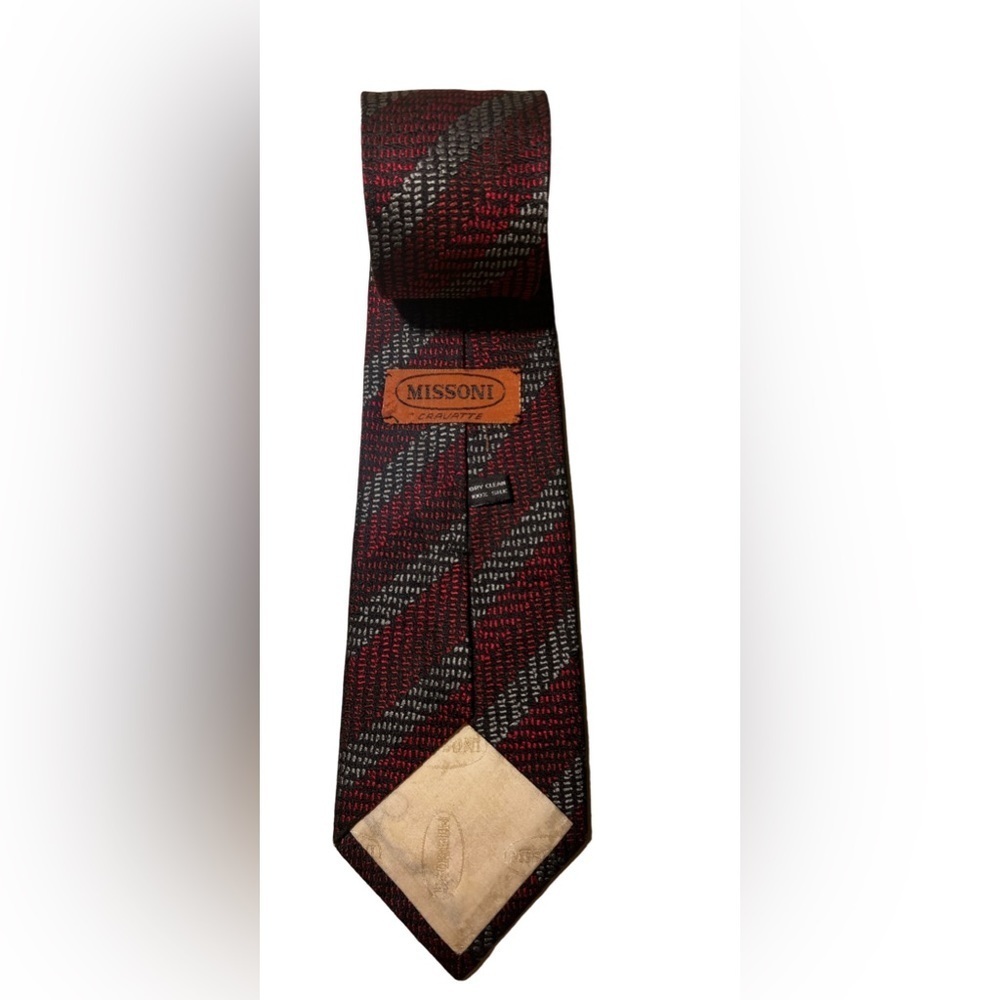 Missoni Red/White/Black Graphic Silk Tie